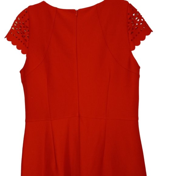 Women's Red Dress NEW Gold Chain Sz 10 CutOut Hem/Sleeve JM Studio By John Meyer - Picture 7 of 15